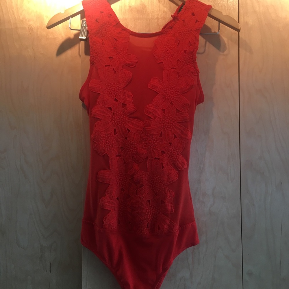 Red floral bodysuit